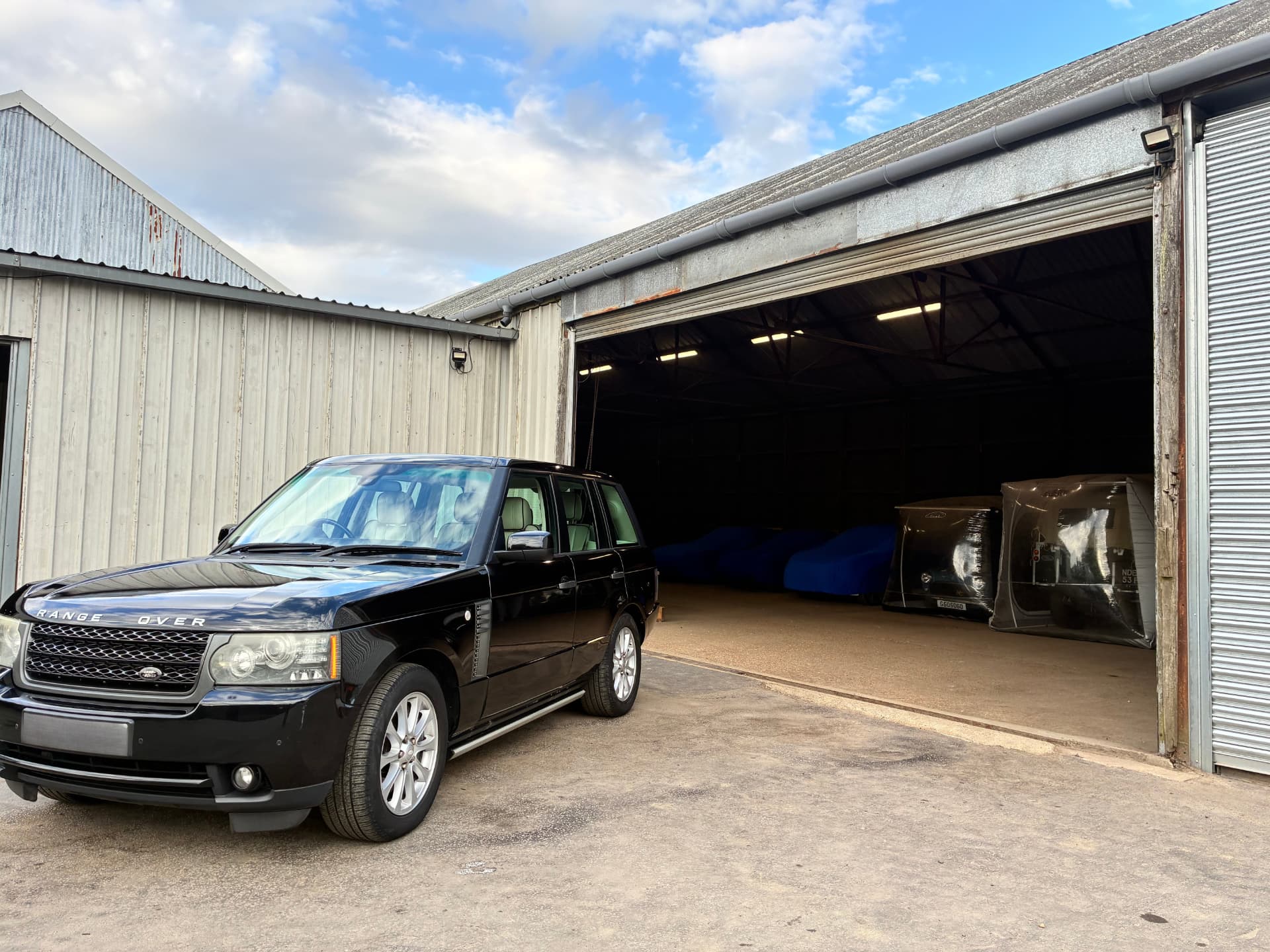 Exterior of the alarmed, electric-gated Madgwick Group vehicle storage barn in the East Sussex countryside
